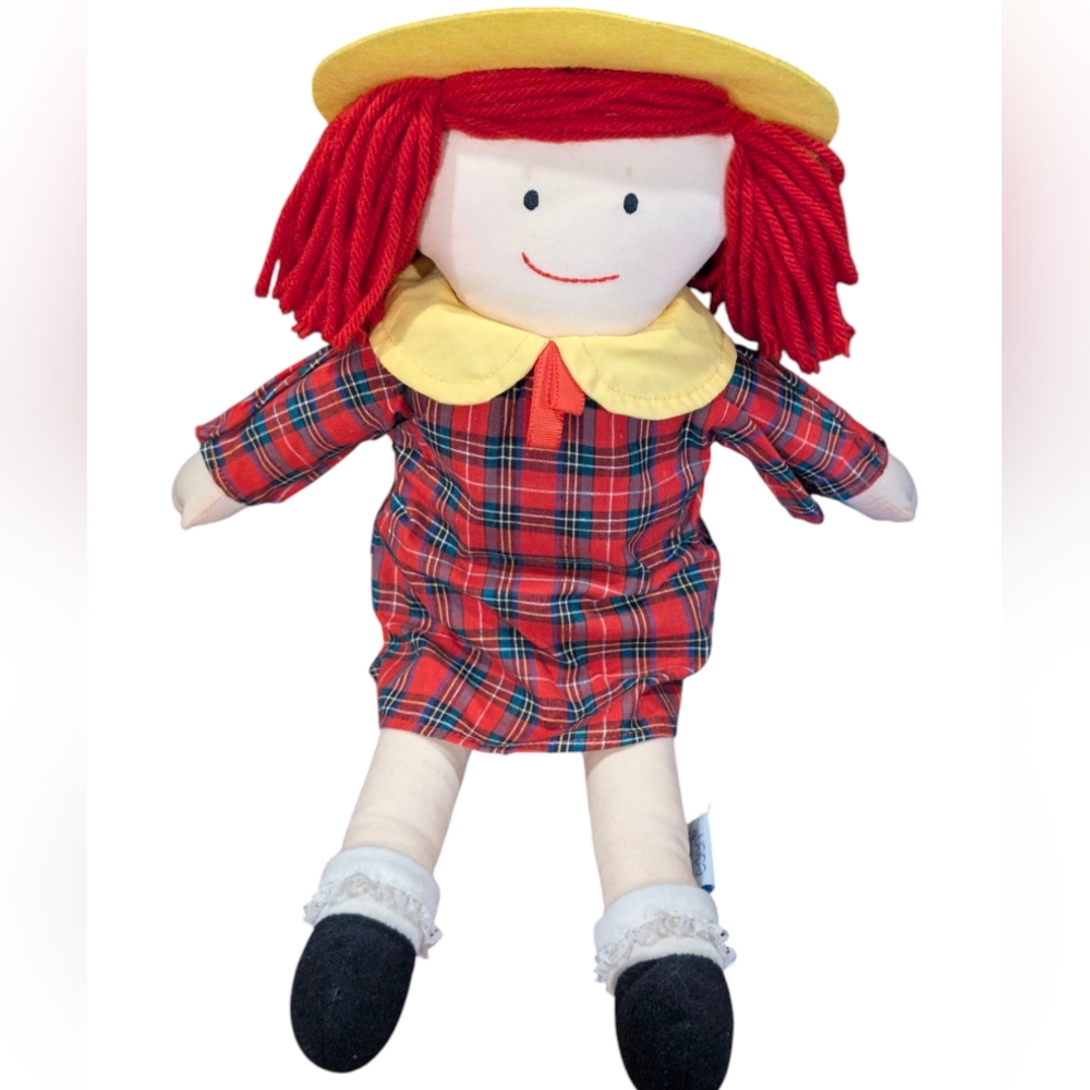 Madeline Rag Doll Plaid Dress Blue Fleece Coat Yellow Hat